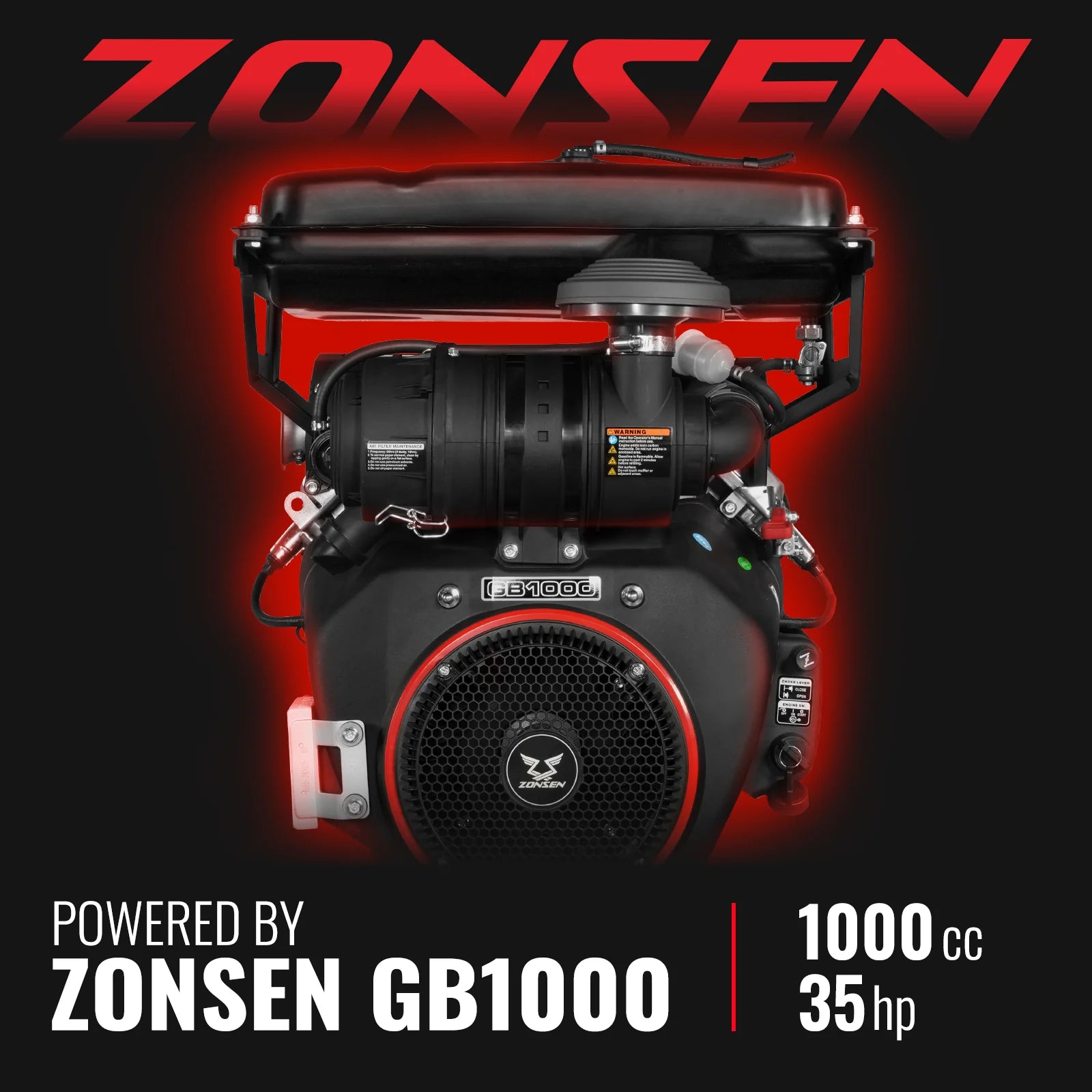 8 inch ZONSEN E-Start 1000cc 35hp Gas Powered 4 - Wheel Drum Wood Chipper with Taillight , B200