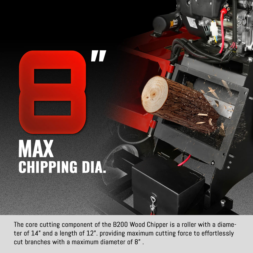 8 inch ZONSEN E-Start 1000cc 35hp Gas Powered 4 - Wheel Drum Wood Chipper with Taillight , B200
